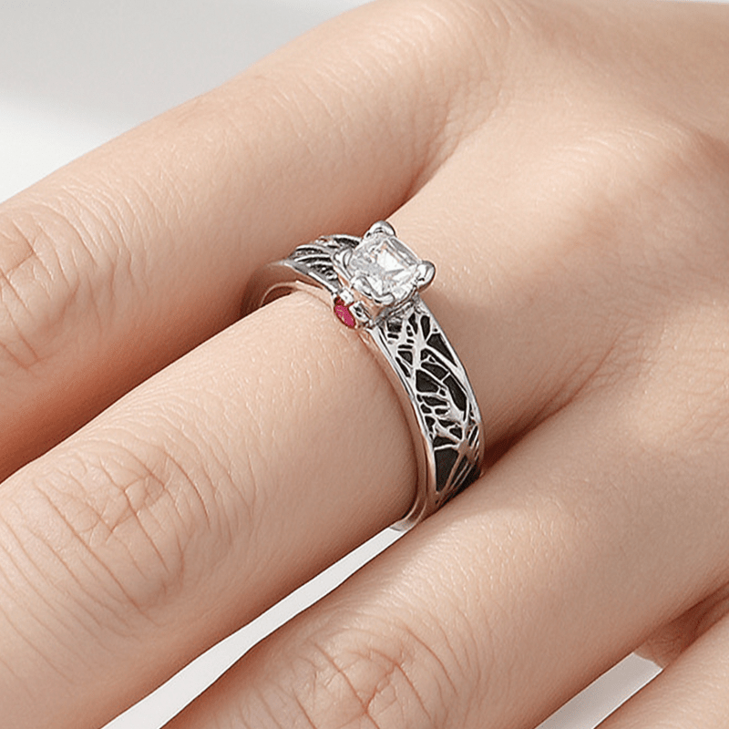 Luxury Synthetic Cubic Zirconia Tree Pattern Couple Rings