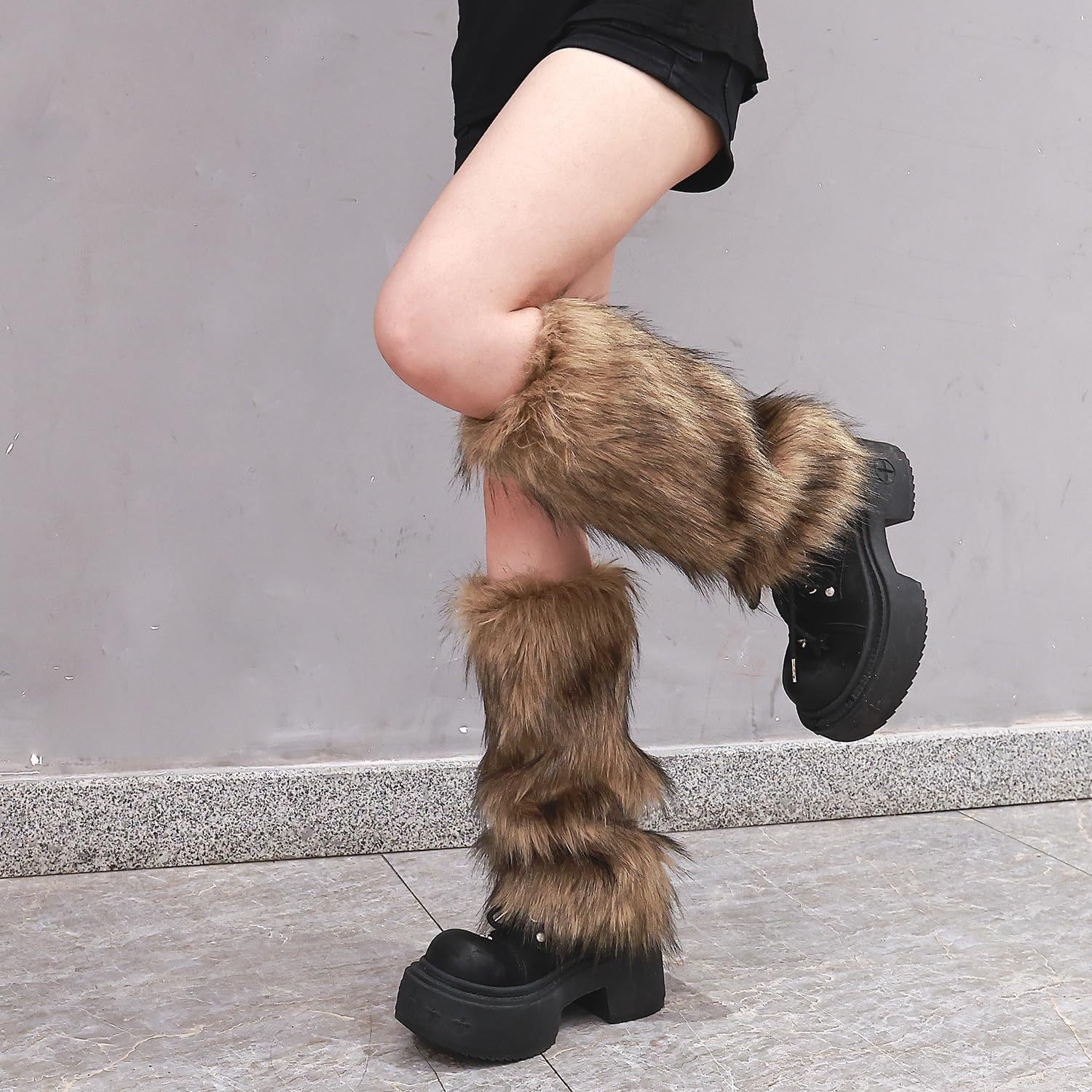 TEMU 1 paire de fausses couvre-jambes pour femme, protège-bottines bouffants. Disponibles en 4 couleurs : noir, blanc, gris et marron. Parfaits pour