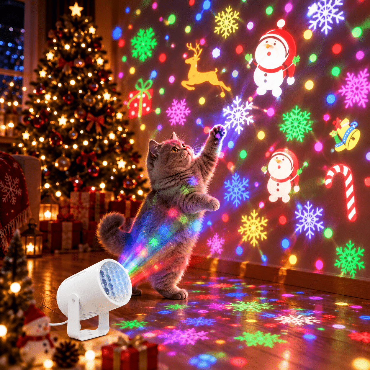 TEMU Christmas Projector Lights, Led Christmas Decorations Indoor, 8 Patterns Led Holiday Projector For Bedroom Wall Ceiling, Plug And Play Disco