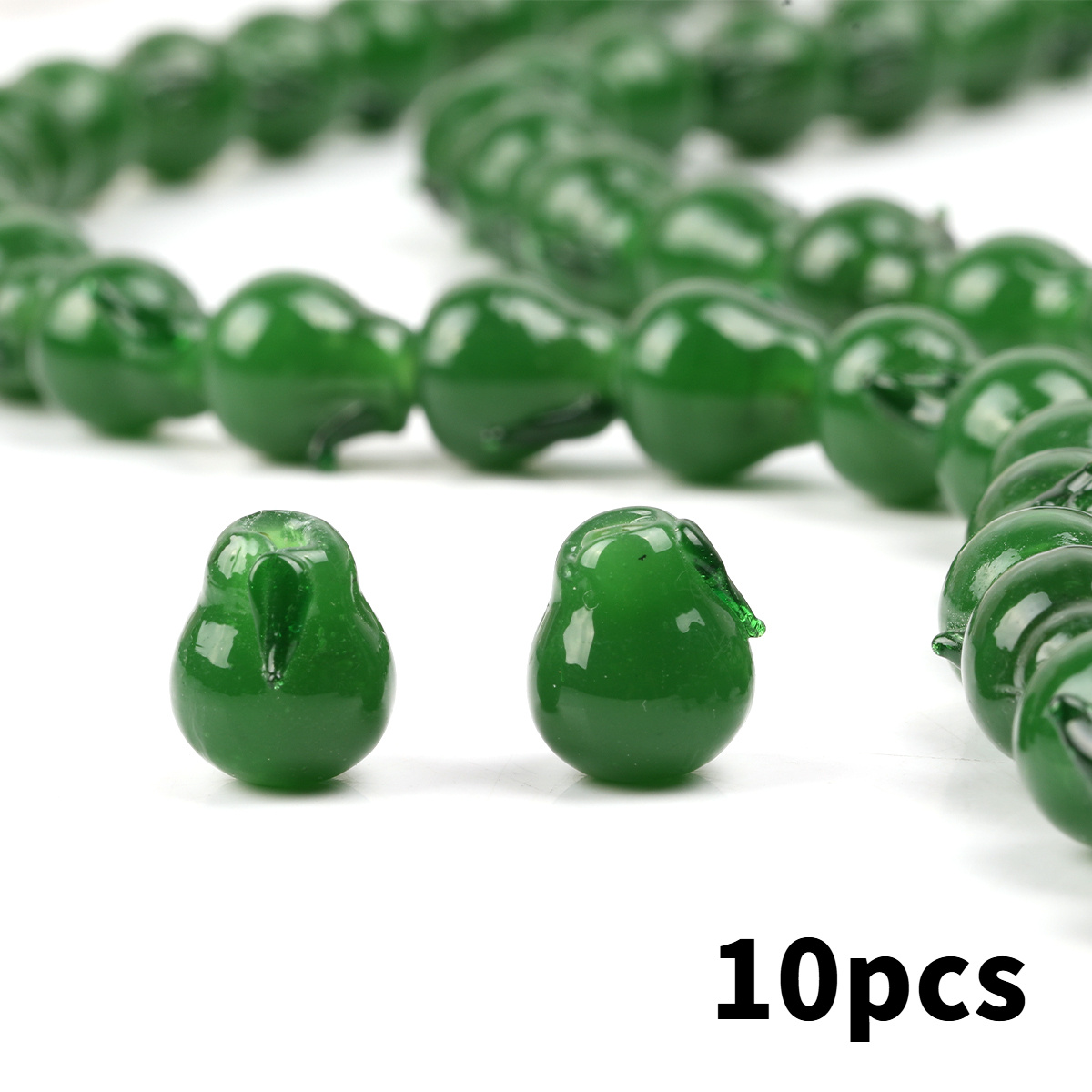 TEMU 5pcs/10pcs Random Colors Dark Green Pear-shaped Glaze Glass Beads For Jewelry Making Diy Loose Spacer Beads Decorative Beads For Bracelets