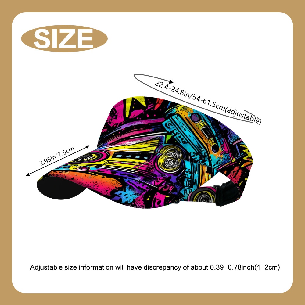 TEMU 1pc Sun Hat Retro Boom Graffiti Art Pattern Empty Hat, Suitable For Marathon Running, Hiking, Tennis, Outdoor For Men Women Summer Essential