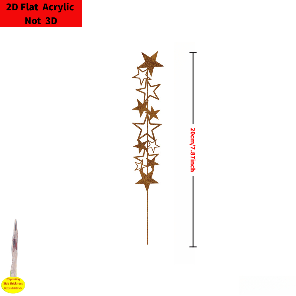 TEMU 2d Flat, [2d Flat] 2d Flat Retro Acrylic Star-shaped Garden Stake, Star-shaped Courtyard Art Ornament, Outdoor Garden Decoration, Terrace Lawn
