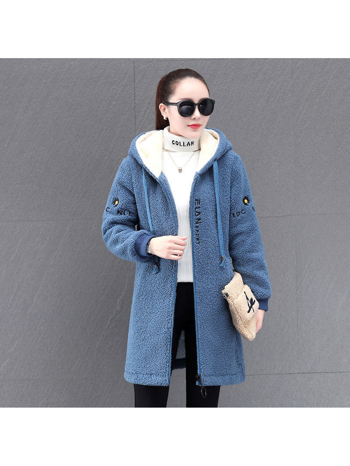 Women's 2025 Winter Thickened Fleece-Lined Lamb Fleece Jacket - Oversized Loose-Fit Mid-Length Coat with Hood-like Collar, Pink/White & Zip-Free Closure, Machine Washable Cold Weather Outerwear (No Dry Clean), Winter Jacket For Women, Winter Coats For Women, Winter Jackets For Women, Winter Coat For Women Elegant Classy, Winter Coat Women, Coats For Women Winter, Winter Clothes For Women, Winter Outfit For Women, Womens Coats Winter, Outsize Coats, Coats For Women Winter Long