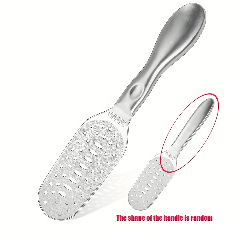 1pc Stainless Steel Double-sided Foot Exfoliator- Professional Pedicure Tool, Light Beige, Ergonomic Handle, Suitable For Home And Salon Use, , Essential For Beauty Enthusiasts