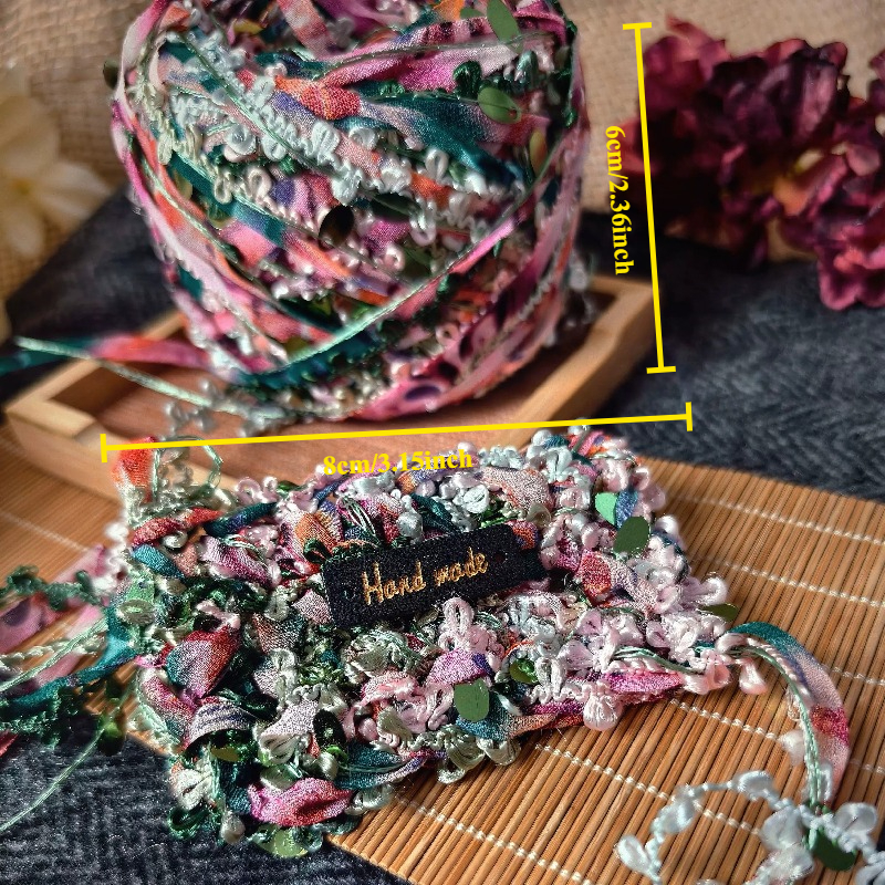 TEMU 50g 1pc Retro Hand-dyed Yarn Chiffon Glitter Handmade Yarn Ball Knitted Crochet Bags Hair Ties Hairpins Christmas Festival Decoration Gradient