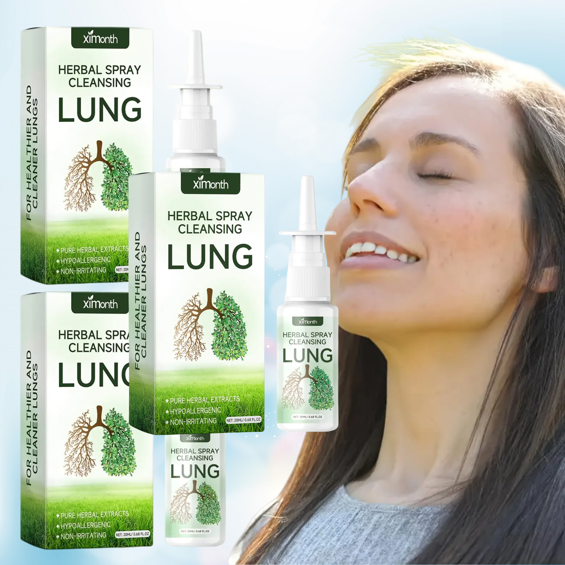 3-Pcs*20ml Herbal Nasal Care Spray, with Non-irritating Herbal Ingredients That Gently Cleanse Both the Inside and Outside of the Nasal Cavity. Enjoy a Fresh Scent. Contains Mint for a Cool, Refreshing Feel. Easy to Carry and Use. Suitable for