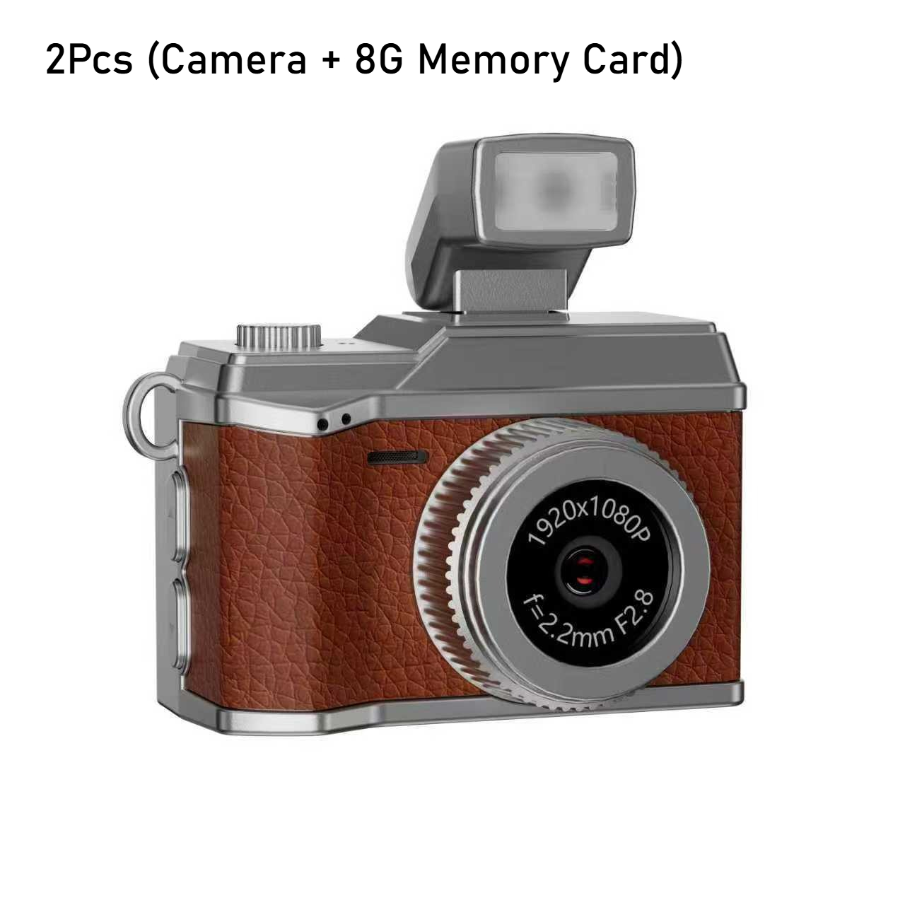 Image of 2pcs Mini Digital Camera 1080p Retro Style, Portable Small Camera With 8gb Memory Card, Teenagers, Travel, Back-to-school Gift, And Christmas Gift