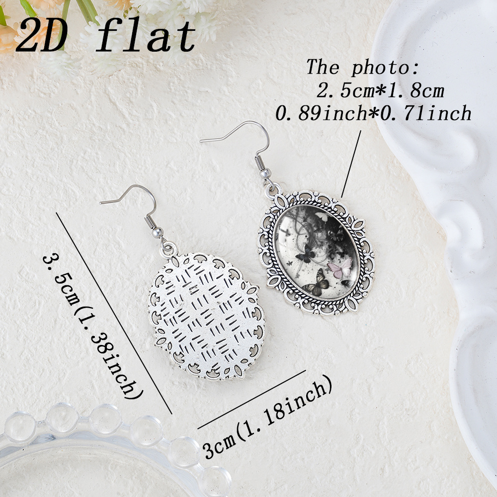 Dark Ink Wash Butterfly Hazy Background Dangle Earrings