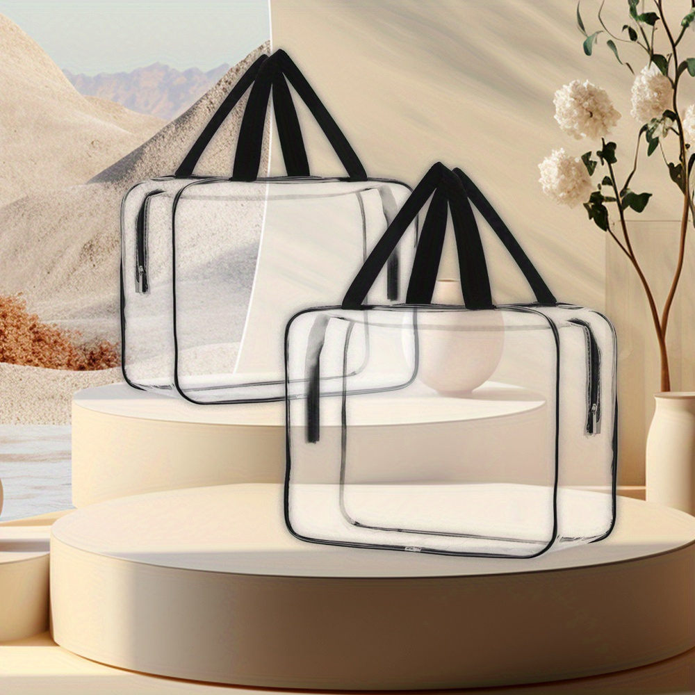 

2 Plastic Clear Pvc 2 Portable Bag Pvc Cosmetic Bag Cosmetic Toiletries Multipurpose Portable For Toiletries