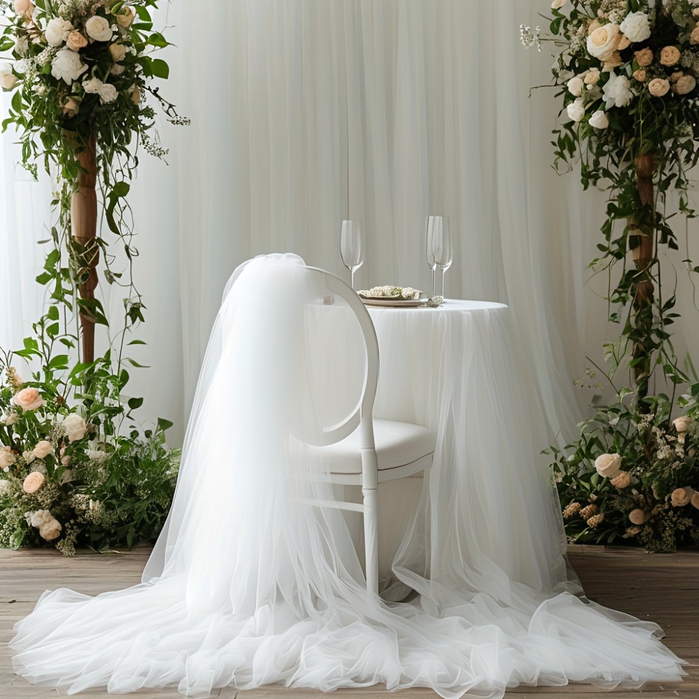 TEMU 1pc, 236 X Inches - Elegant White Wrinkle-resistant Sheer Fabric, Weddings, Anniversaries, Easter, Summer, Mother's Day, And Various Holidays.