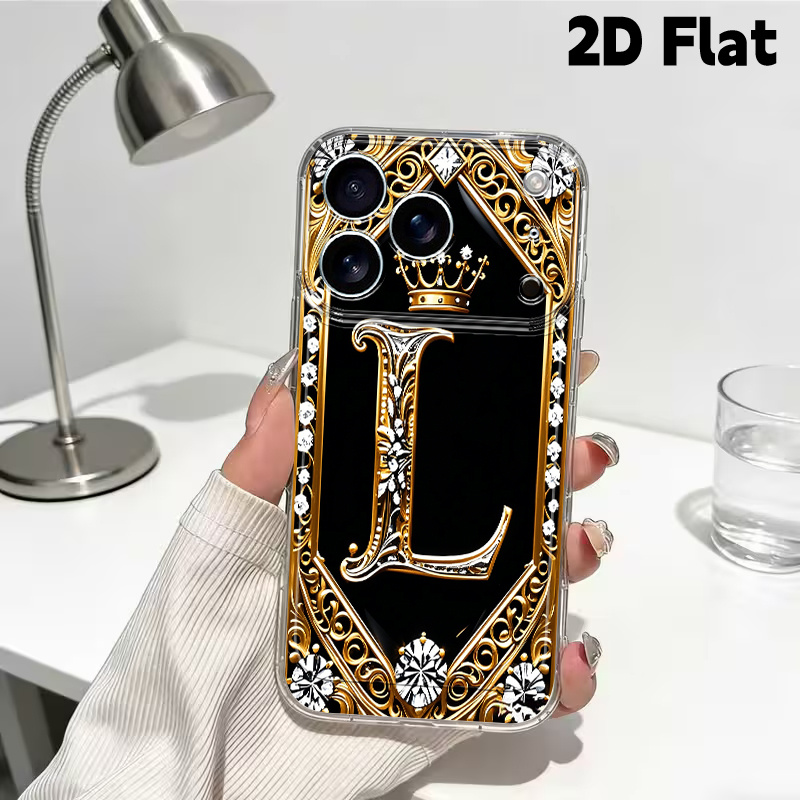 TEMU Phone Case - 2d Flat Printed, Black Background Border Pattern Suitable For Iphone Cases New 17, 16, 15, 13, 14, 12, 11, 8, 7, 6, Pro, Max, Air,
