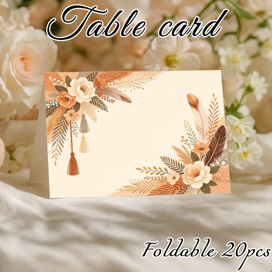 TEMU Cartes de place de mariage | Lot de 20 pièces, 3,5 x 4,7 pouces, cartes de place de mariage élégantes et vintage en papier, motif bohème