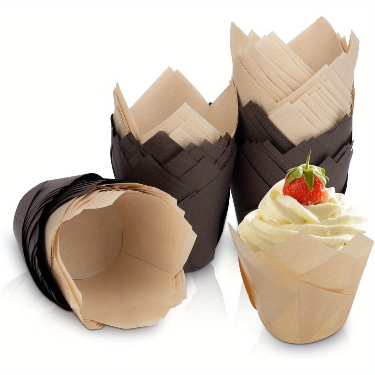 100 stück tulpen-muffin-becher, muffin-becher zum backen, tulpen-cupcake-becher, fettbeständige backbecher, große muffin-becher für familie, geburtstage, partys, hochzeiten