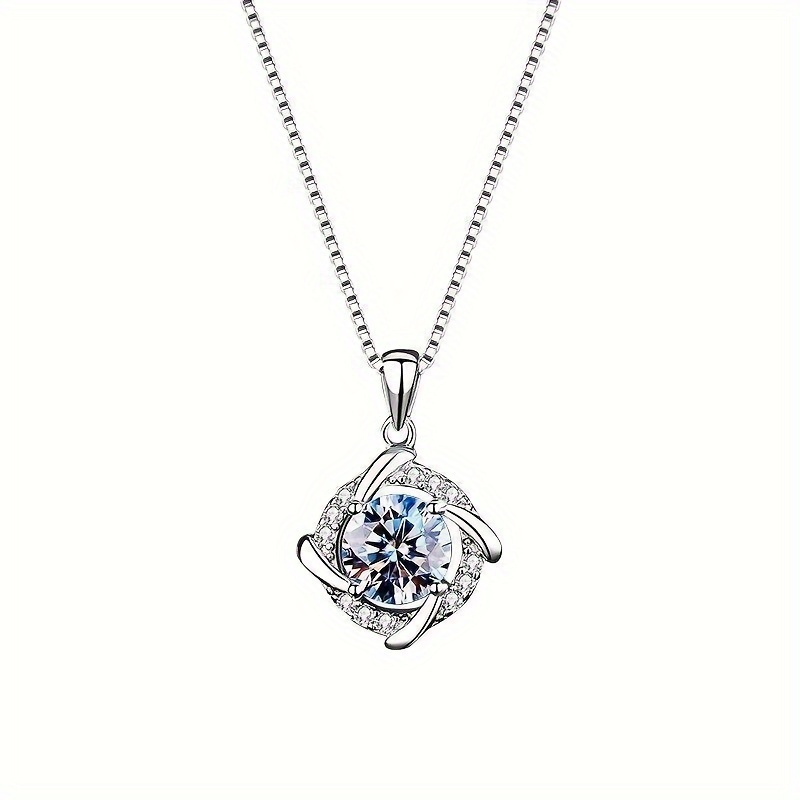 925 silvery 0 8ct moissanite windmill necklace fashion pendant sparkling clavicle womens silvery necklace anniversary gift for women christmas gift box valentines day mothers day graduation birthday   gift Product details 1