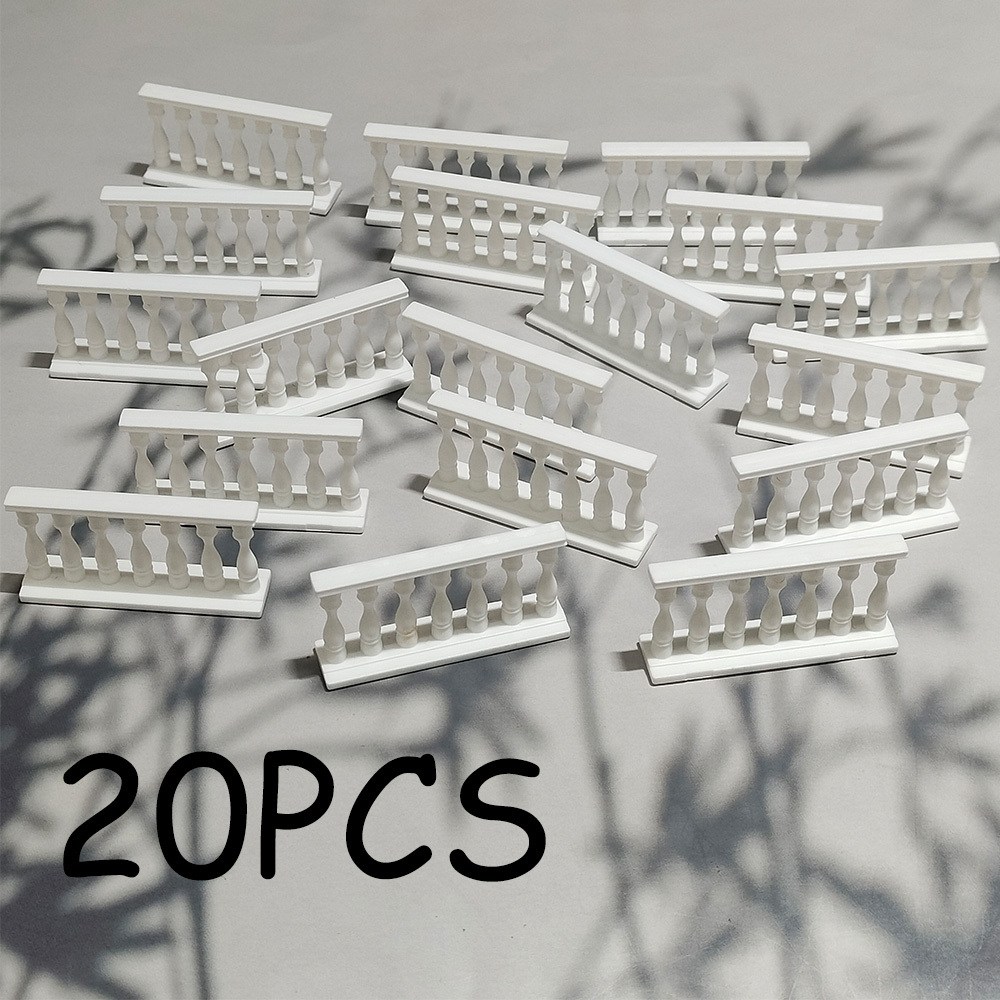 TEMU 20pcs Miniature White Model Fence Decoration, Miniature Building Scene Barrier Decoration, Multi-functional Diy Materials For Doll House Garden