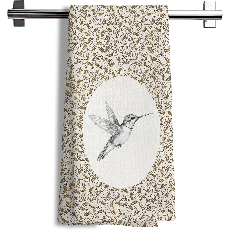 TEMU 1 pièce Serviette de cuisine rétro à imprimé , convient pour la décoration de ferme, moderne avec oiseau, à vaisselle et salle de bain,