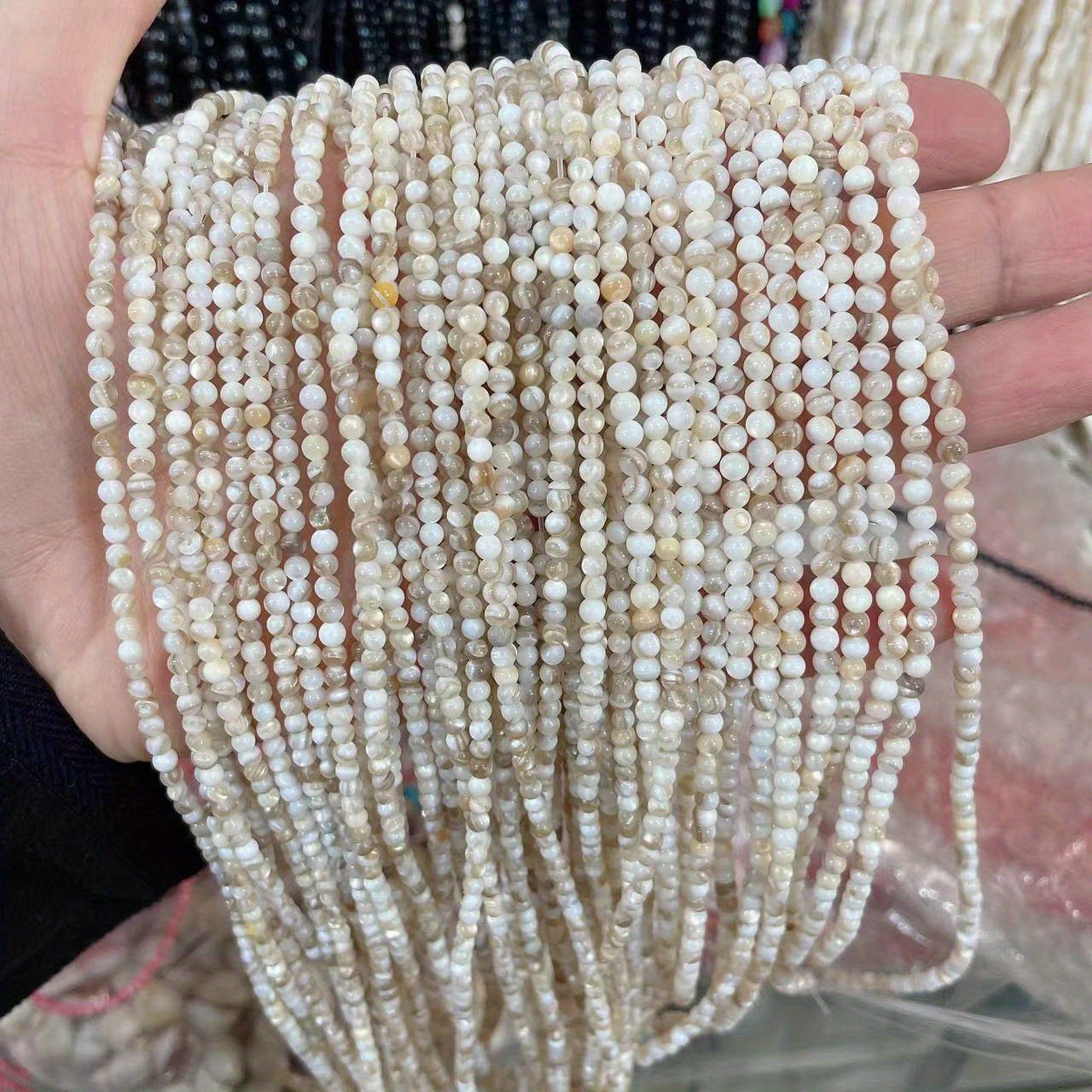 3mm natural freshwater shell beads loose round shell beads for jewelry making diy coastal inspired craft supplies high quality crafting accessories for necklace bracelet earrings christmas mother s day graduation gifts spacer beads for jewelry making