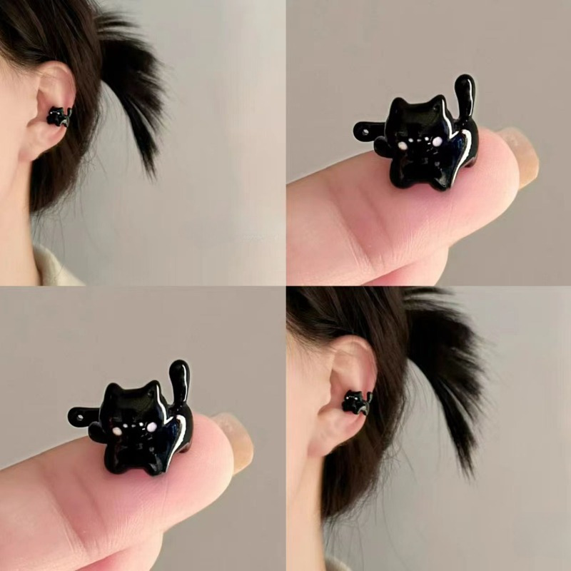 

Black Cat Cartoon Ear Clips, Non-piercing Alloy Ear Bone Clip For Women, And Parties - 1/2pcs Set, Personality,