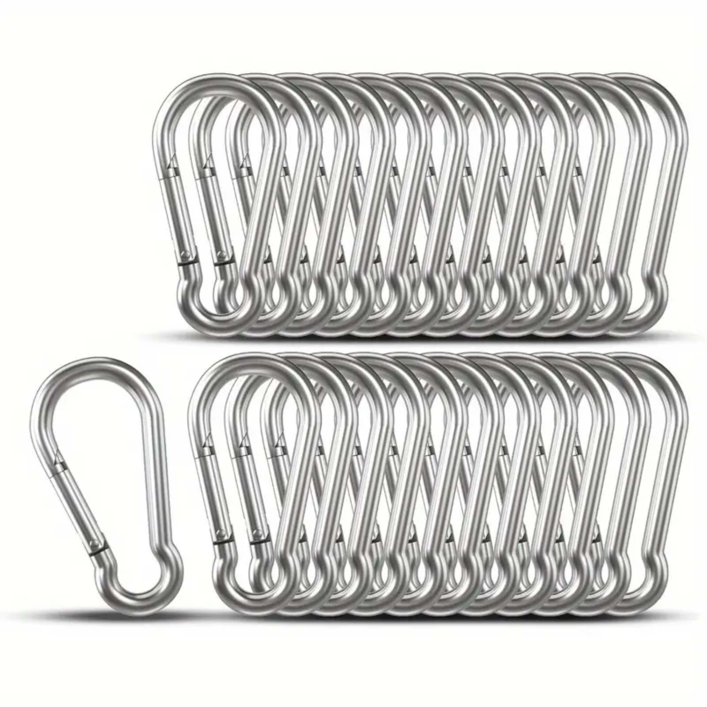 TEMU 25 Heavy-duty 304 Stainless Steel Hooks With Spring Buckles, Suitable For Camping, Travel, Keychains, Yard And Camping Use