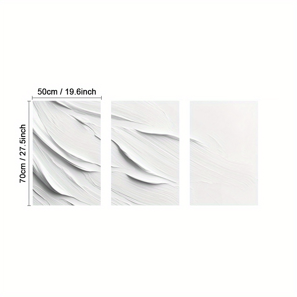 TEMU 3pcs Framed Minimalistic Poster, Abstract Paintings, White Texture Art Prints, Layered Canvas Print Wall Painting, Earthy Details Paintings,