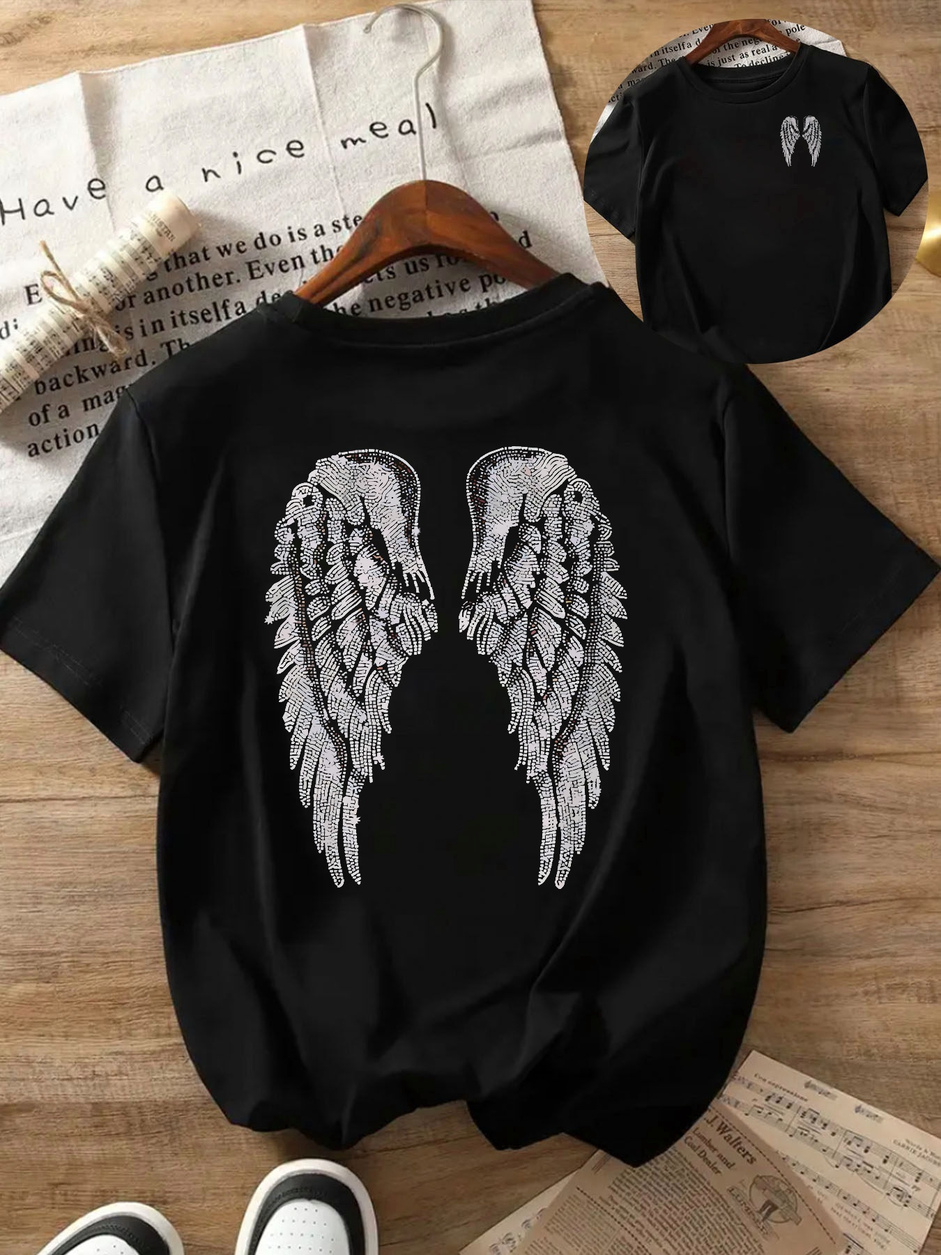 angel wings shirt sold on Temu United States