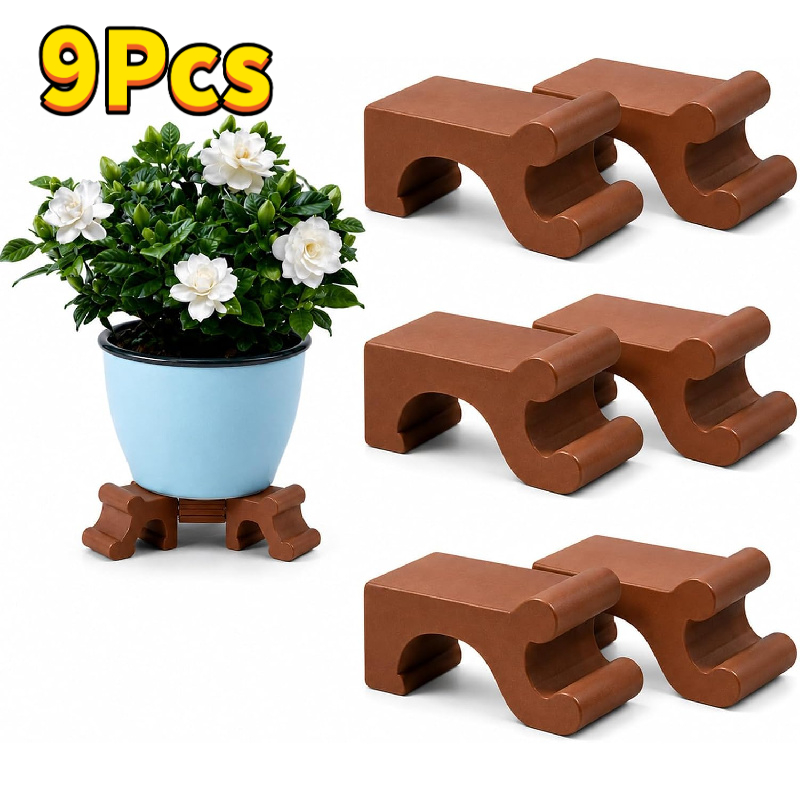 TEMU 9pcs Plant Stand Set, 3.81cm Durable Resin Plant Pot Risers, Suitable For Outdoor And Indoor Plant Pots, Frost-resistant Flower Risers, Suitable
