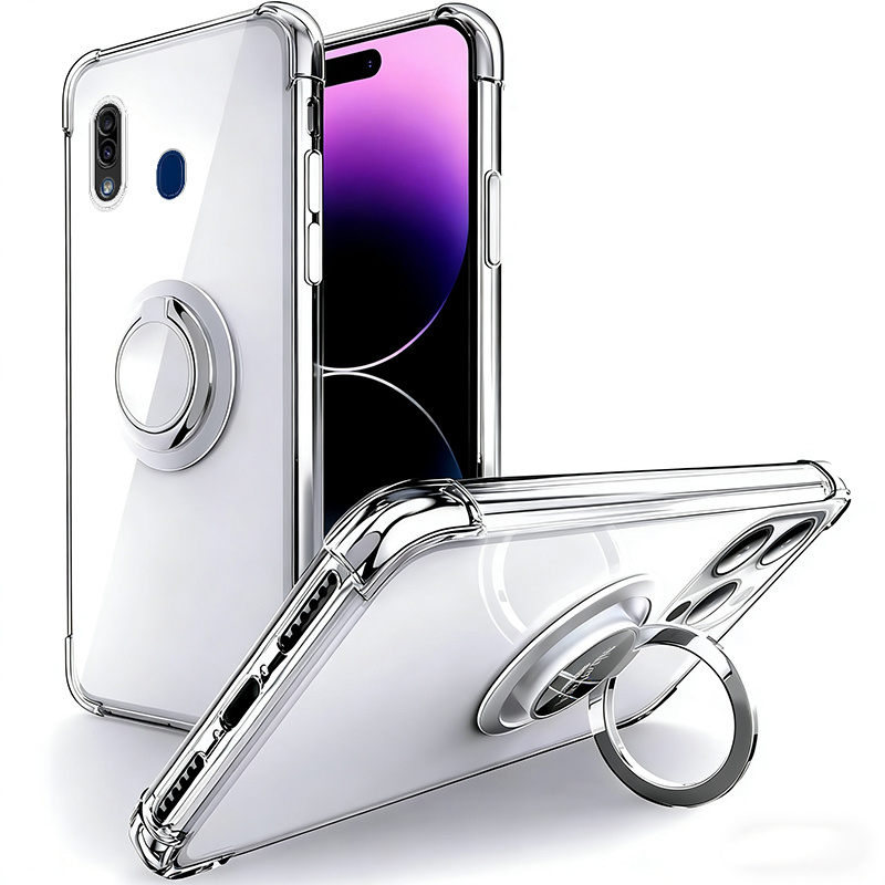 TEMU Coque de téléphone - Convient pour Samsung Galaxy A20E, Coque souple transparente anti-chute avec anneau de support, Design tendance antichoc