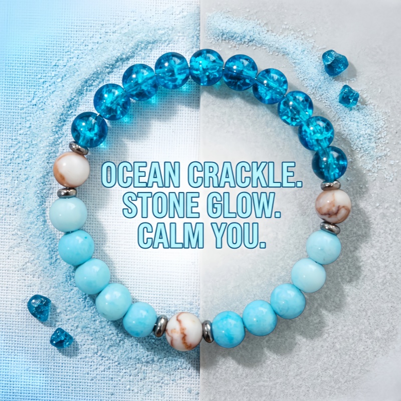 TEMU Fresh Deep Floral Contrast Natural Stone Bead, Texture Design Women's Fashion Casual Jewelry, Aesthetic Cold Style Temperament Bead, Exquisite