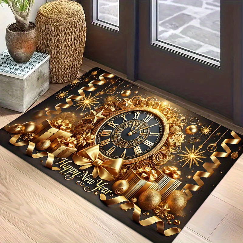 

New Year Countdown Celebration Doormat, Non-slip Washable Low Pile Polyester Mat - Machine Made Rectangle Rug For Entryway, Living Room, Bedroom, Kitchen, Laundry - Party Home Decor Carpet, 1pc