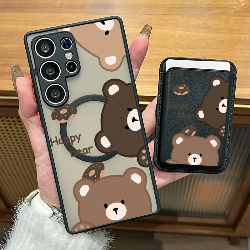 TEMU Phone Case: 2pcs Set Creative Cute Bear Pattern Magnetic Phone Case & Fashionable Luxury Artificial Leather Magnetic Property Multi-functional