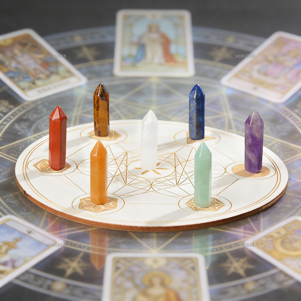 TEMU Chakra Set - Natural Pillar Tip Plate, Ideal For Meditation And A Spiritual Ambiance At Home