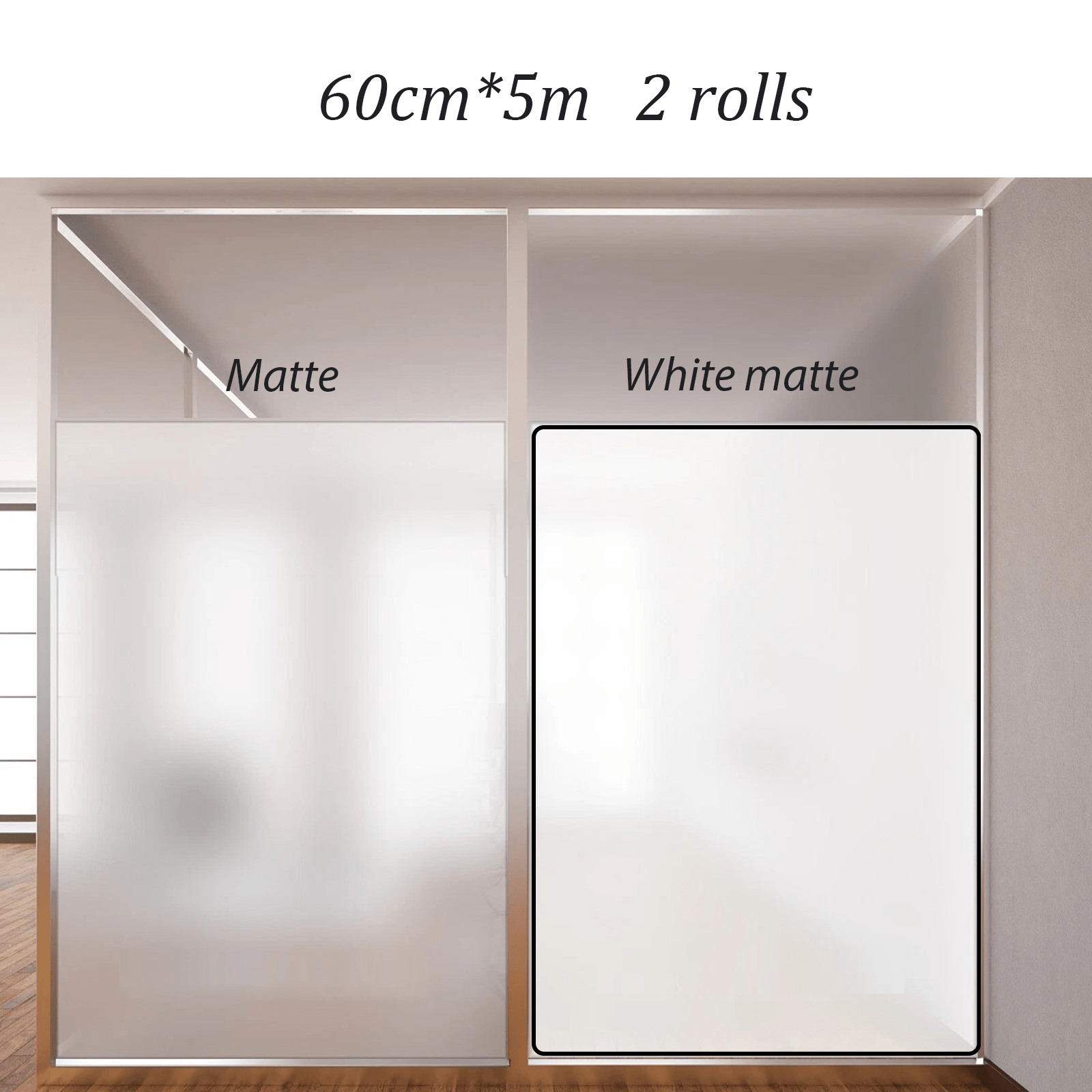 2-roll Window Film, Opaque Privacy Film, Frosted Glass Film, Self-adhesive, Static Cling Film, Easy To Apply Without Glue, Privacy Film, Protection, For Home And Office, Matte End, 3-5 M
