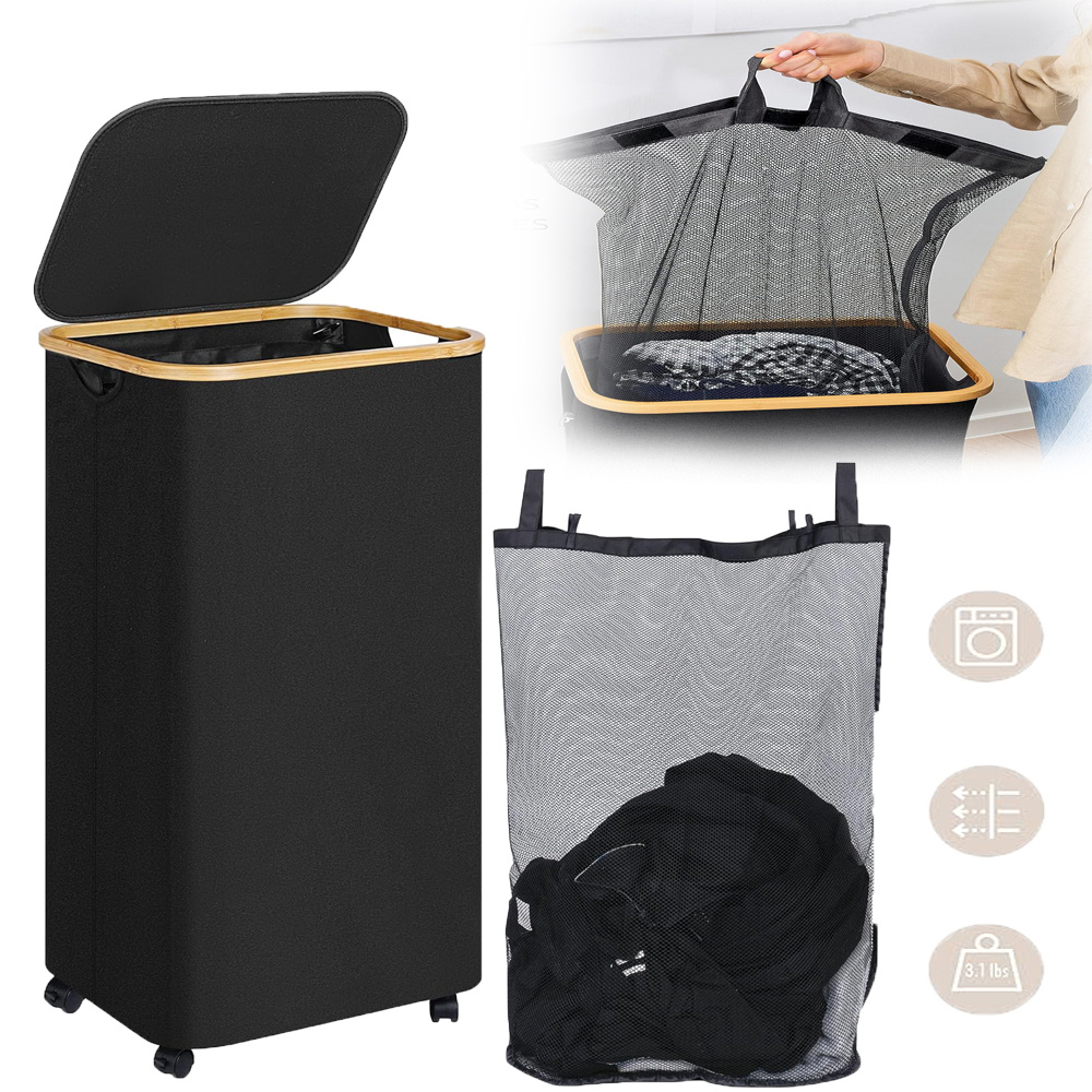 Image of 110l Laundry Hamper With Lid, Large Basket With Handles, Foldable Clothes Hamper Tall Dirty Laundry Basket For Clothes Towels Organizing, Laundry Hampers