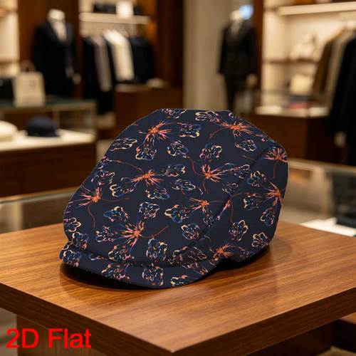 1pc mens vintage cap with ombre floral fire pattern lightweight suitable for daily outdoor back to school graduation gifts teacher mothers fathers day elegant painters hat for casual streetwear retro style 2d flat