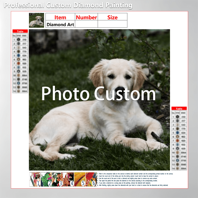 Personalized/Custom DIY Diamond Painting, A   Puppy, Pet Photo Diamond Painting Customization, Multiple Sizes  , Dog Photo Diamond Painting Customization, Animal Theme   Home Decor,   for Gifts -  . CC-Z918