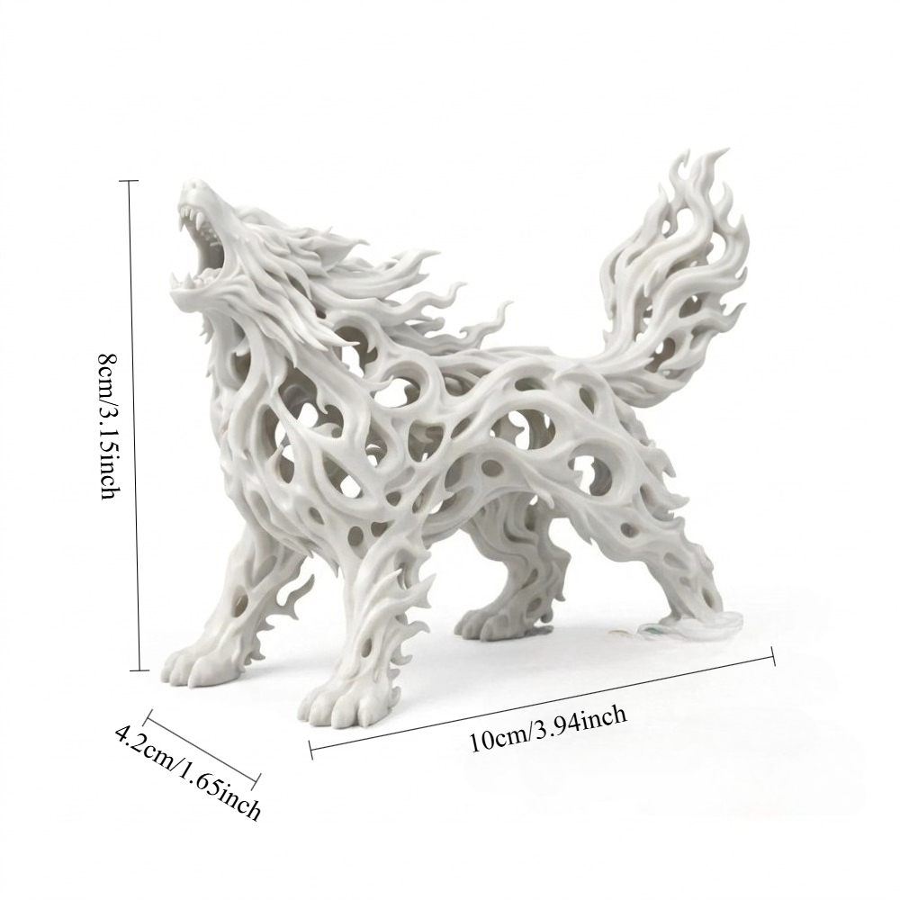 TEMU 3d Printed Hollow Wolf Sculpture - Gothic Pvc Wolf Figurine With Hollow , Suitable For Home Decor, Tabletop Display & Wolf-themed Gift For