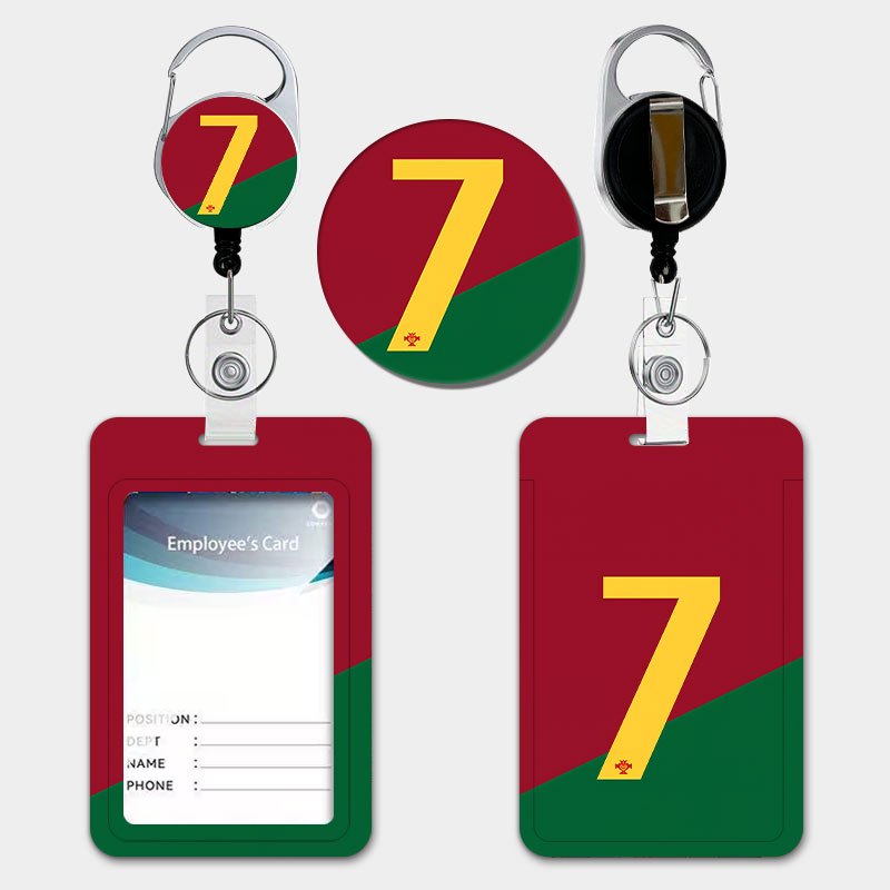 TEMU Portugal Jersey Style Personalized Card Holder With Retractable Lanyard And Key Chain Durable Plastic Card Holder Suitable For Document Storage