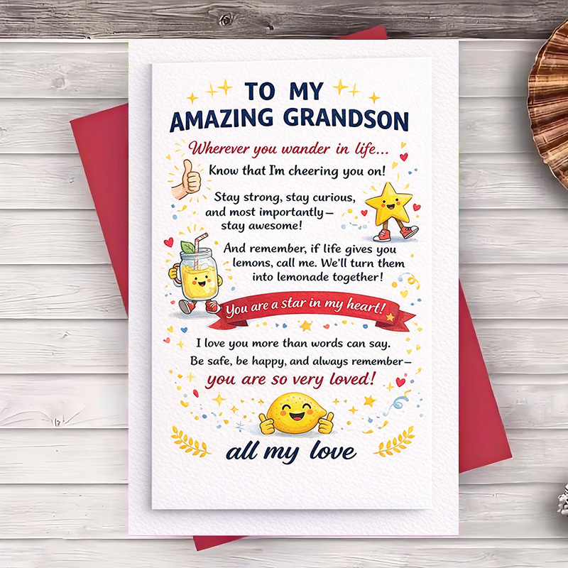 TEMU 2pcs (one Envelope And 1 Greeting Card)to Grandson Encouragement Card Support And Special Occasions Sending And Motivationgreeting Card