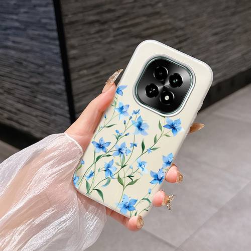 item picture phone case water floral pattern jelly color dual layer phone case soft hard suitable for oppo realme 15t 14t c75x c71 c63 c55 c53 c21y c20 c15 c12 c51 c11 14x 12 11 note 70 narzo n65 comfortable grip dual layer