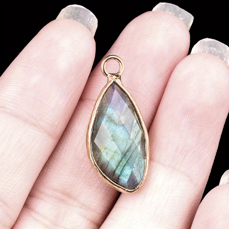 Natural Stone Bezel-set Teardrop-shaped Pendant For Diy Earrings And Necklace Accessories