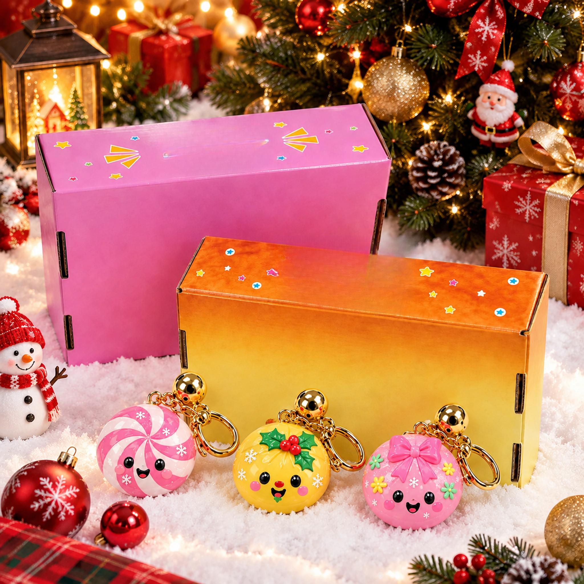TEMU 6pcs (3 Christmas-themed Bread-shaped Keychains +3 Steamers) (random Style/color). With Mini Steamer, Storage Box-shaped Pendant, And Bell;