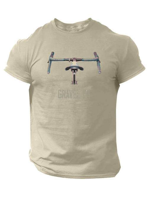 mens casual round neck short sleeved shirt with gravel bicycle handlebar print suitable for golf basketball camping fitness and outdoor activities for sports enthusiasts and a gift for