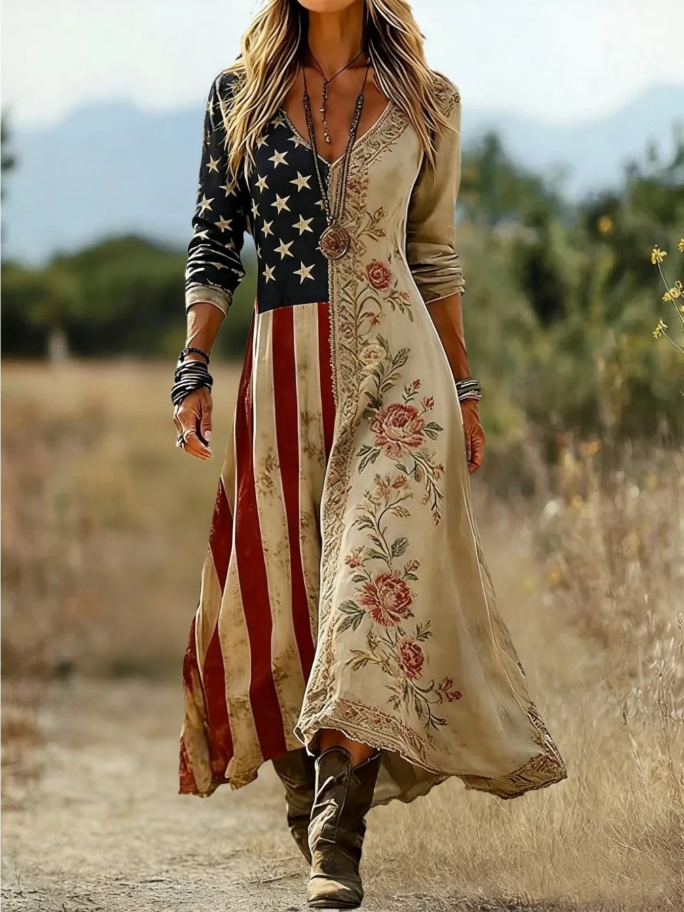 womens country style dresses sold on Temu United States