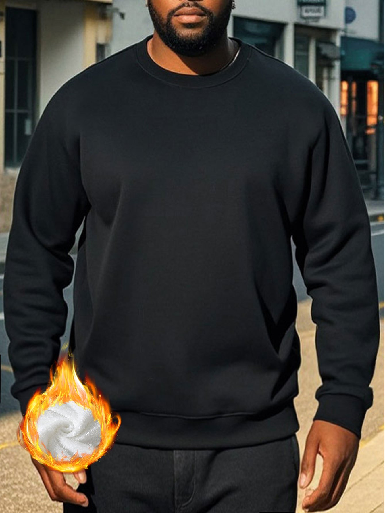 td29 men's big tall fleece lined crewneck sweatshirt winter Temu