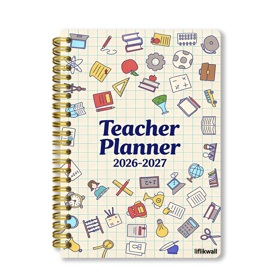 TEMU Supporto Didattico Illustrazione Design 2026-2027 Planner per Insegnanti Supporto Didattico Doodle Design a Stampa Completa per Insegnanti per