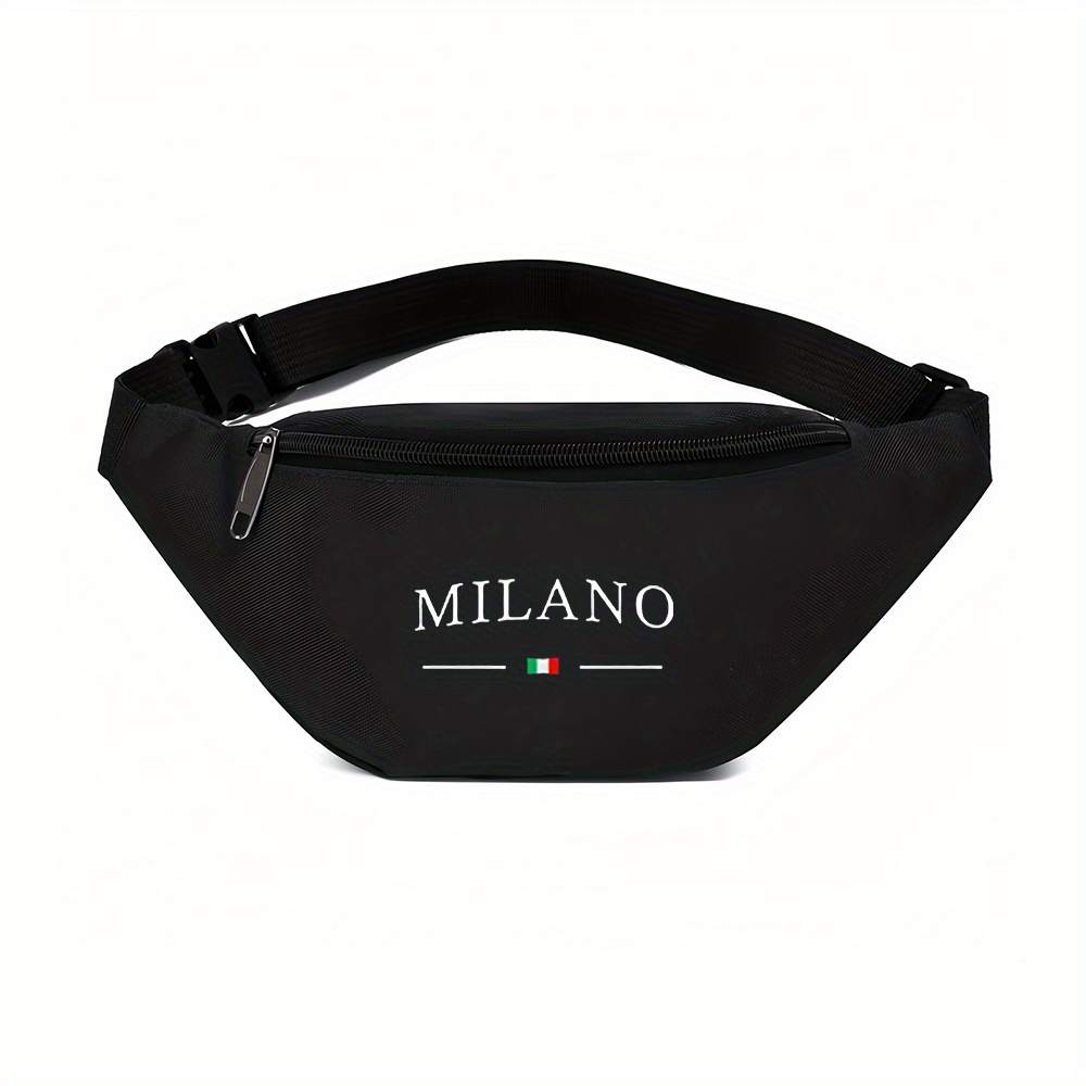 TEMU 1pc Italy Adjustable Waist Shoulder Bag - Geometric Pattern, High- Zipper, Lightweight Unisex Outdoor Sports Cycling Phone Bag For , Adjustable