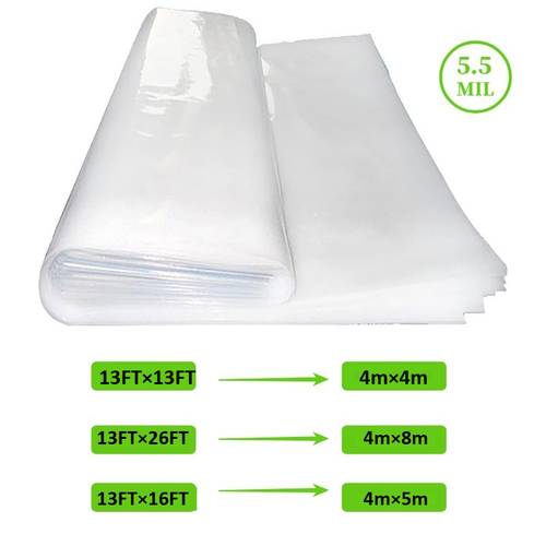 greenhouse plastic sheeting 13ft x 13ft 13ft x 26ft 13ft x 16ft 5 5 mil thickness replacement resistant