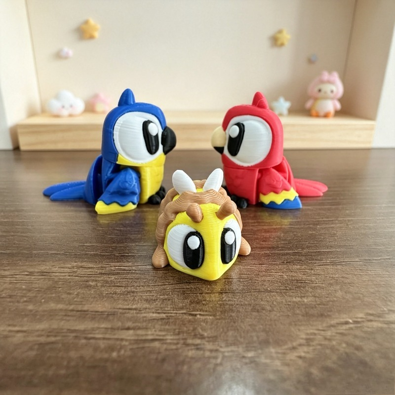 TEMU Cute Articulated Parrot Bee Figurine, 3d Printed Flexible Fidget Toy, Movable Joint Animal Ornament, Desktop Decor, Stress Relief Toy, Gift For