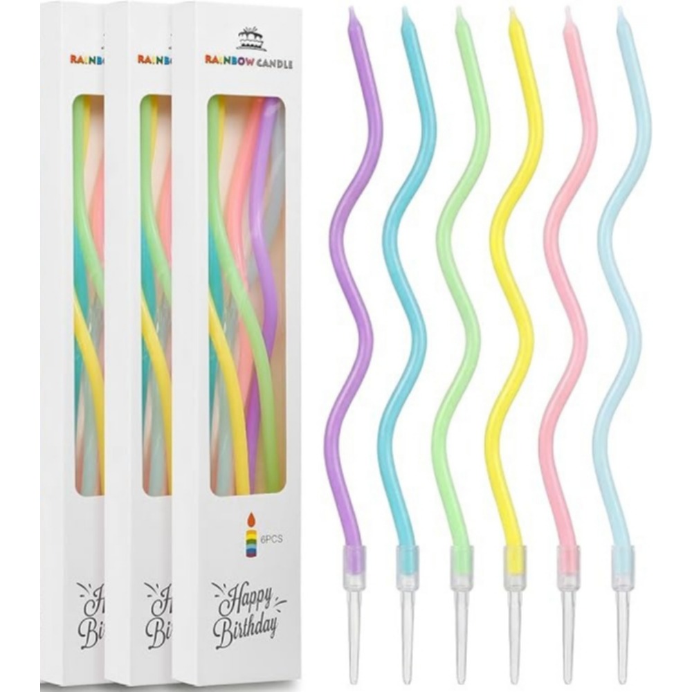 TEMU 18/24pcs Spiral Long Thin Birthday Candles, Twisted Curved Candle Cake Topper, Birthday Parties, Wedding Decoration Halloween, Christmas