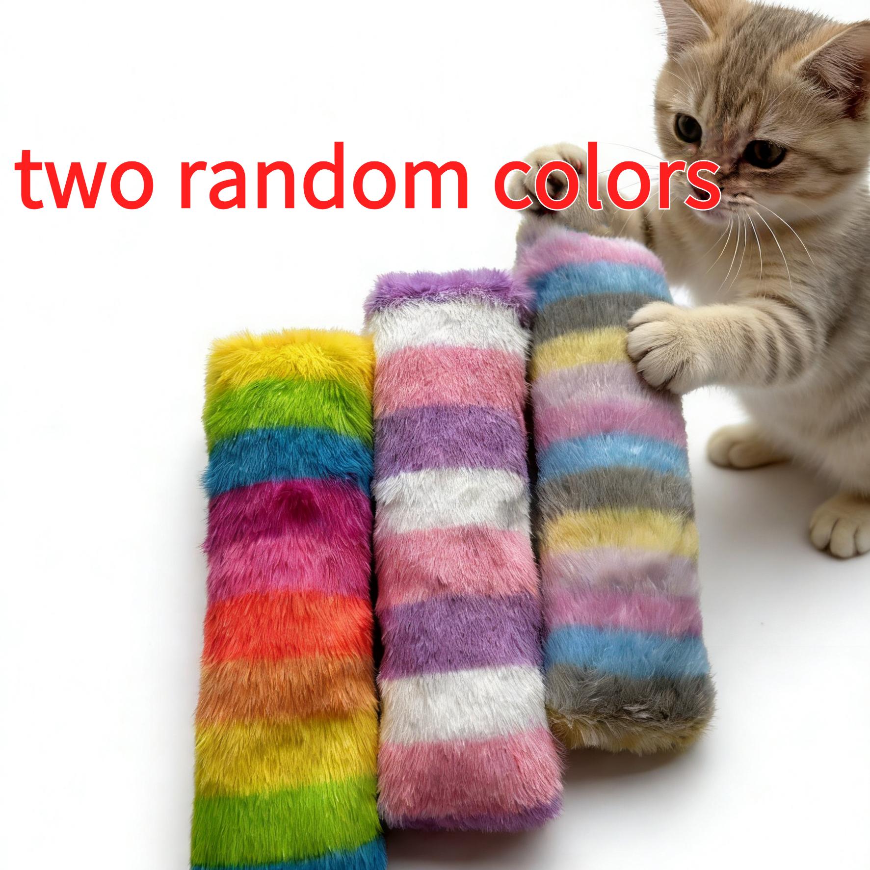 TEMU 1/2pcs Random Color Interactive Cat Toy - Bite-resistant Geometric Striped Pillow For Indoor Play, Bright Colors And Sturdy Design Ideal For